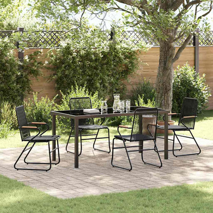 Garden Dining Set 5 pcs Black Powder-Coated Steel