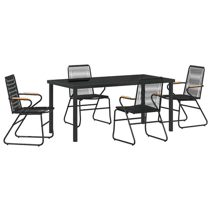 Garden Dining Set 5 pcs Black Powder-Coated Steel