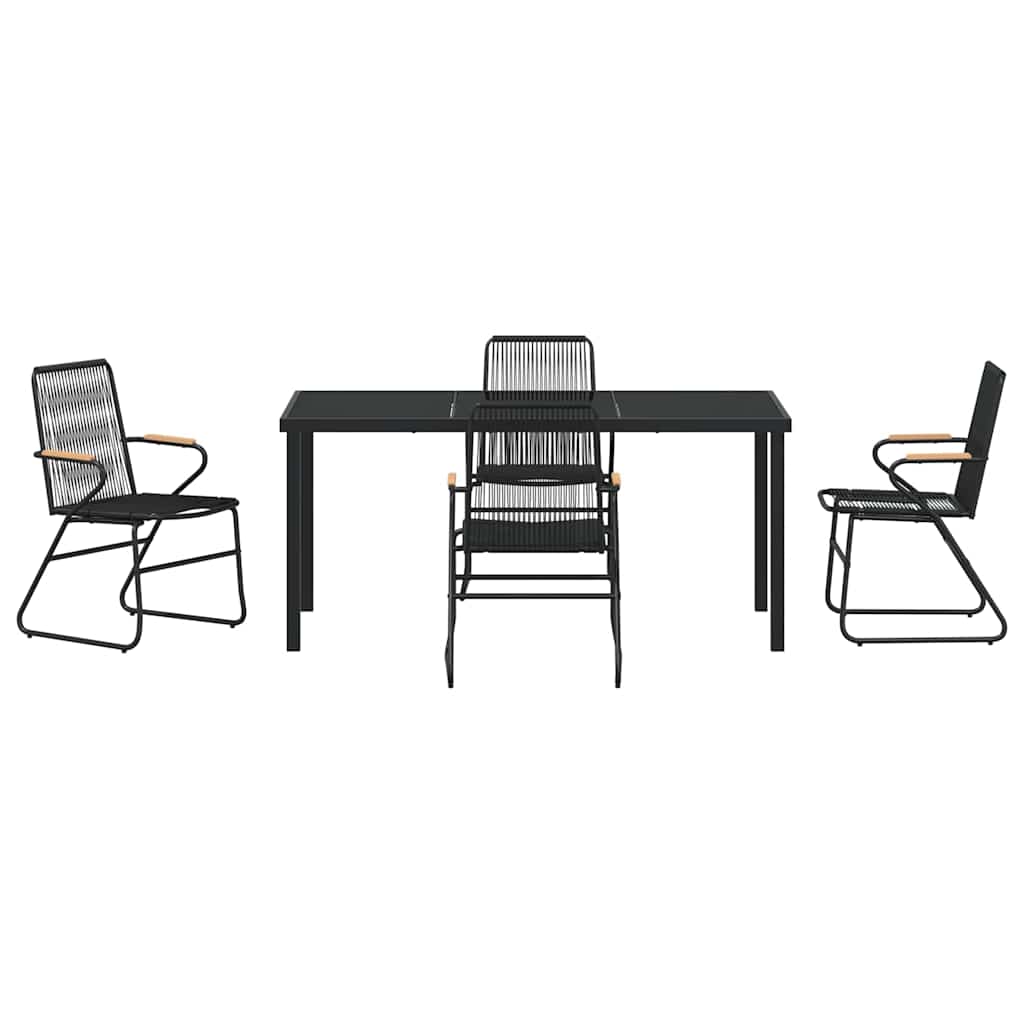 Garden Dining Set 5 pcs Black Powder-Coated Steel