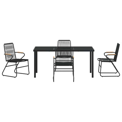 Garden Dining Set 5 pcs Black Powder-Coated Steel