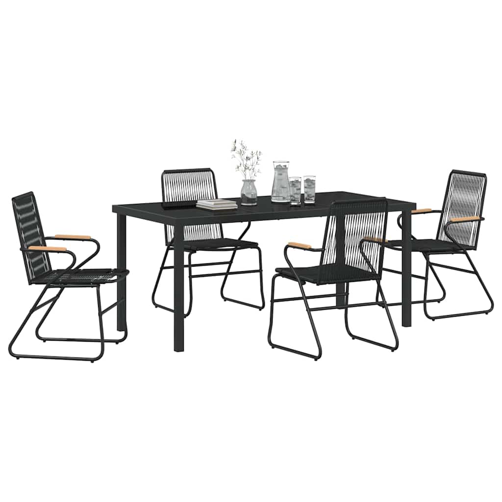 Garden Dining Set 5 pcs Black Powder-Coated Steel