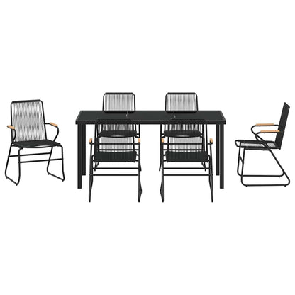 Garden Dining Set 7 pcs Black Powder-Coated Steel