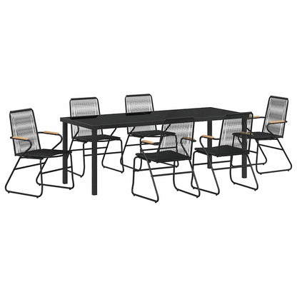 Garden Dining Set 7 pcs Black Powder-Coated Steel