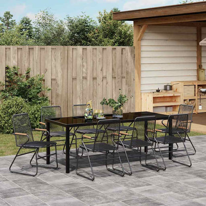 Garden Dining Set 9 pcs Black Powder-Coated Steel