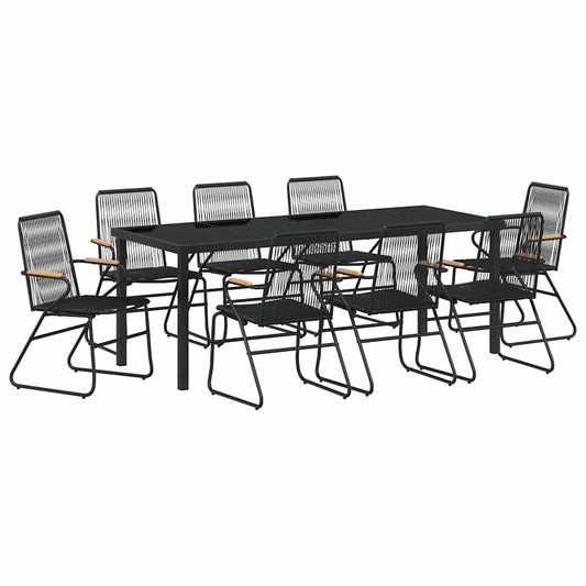 Garden Dining Set 9 pcs Black Powder-Coated Steel