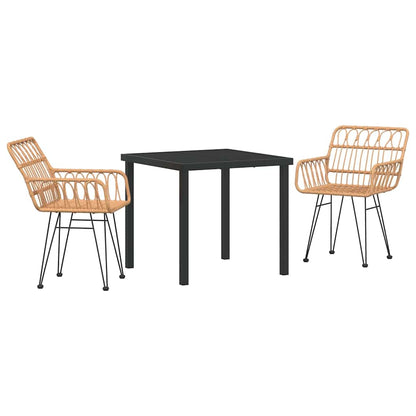 Garden Dining Set 3 pcs Brown Powder-Coated Steel