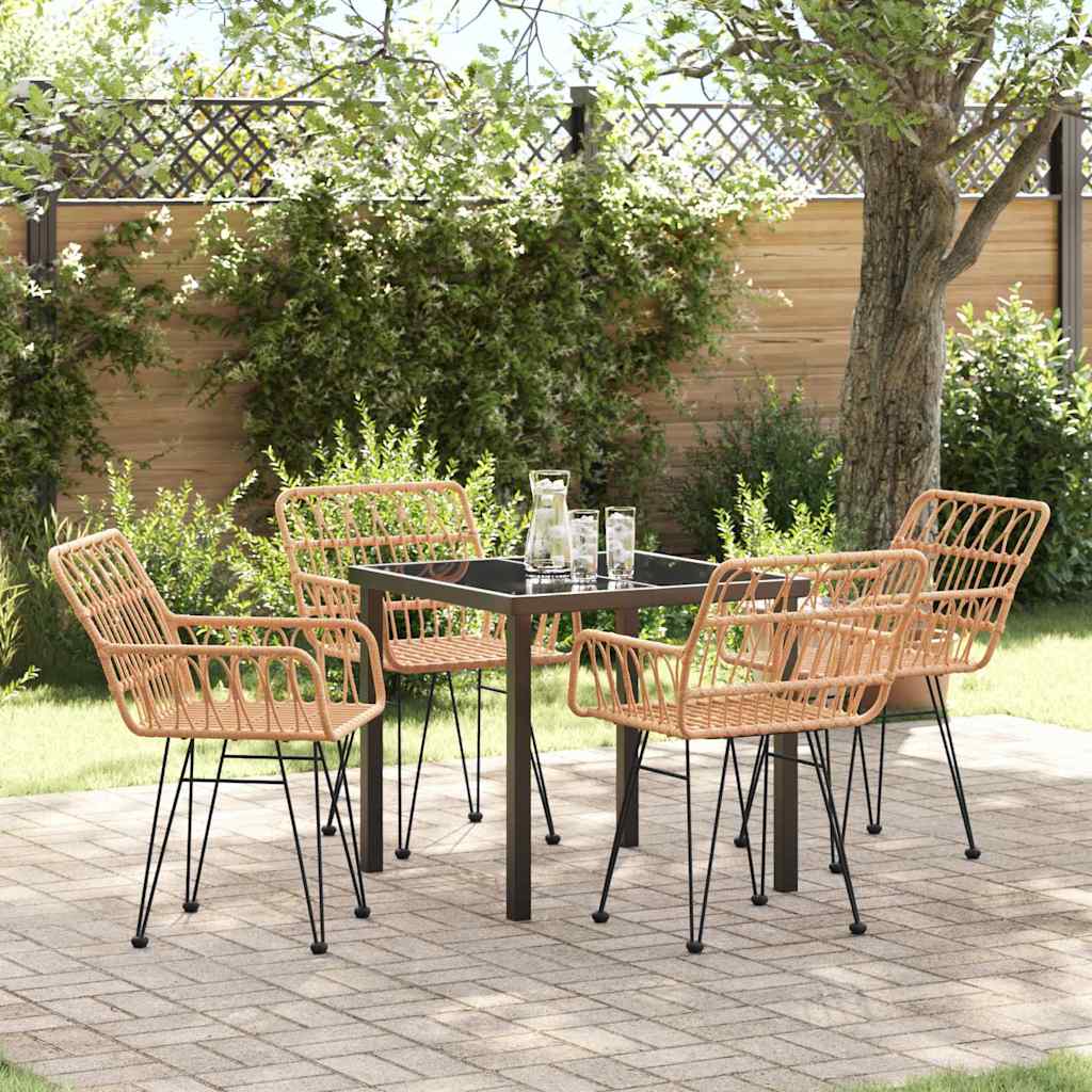 Garden Dining Set 5 pcs Brown Powder-Coated Steel