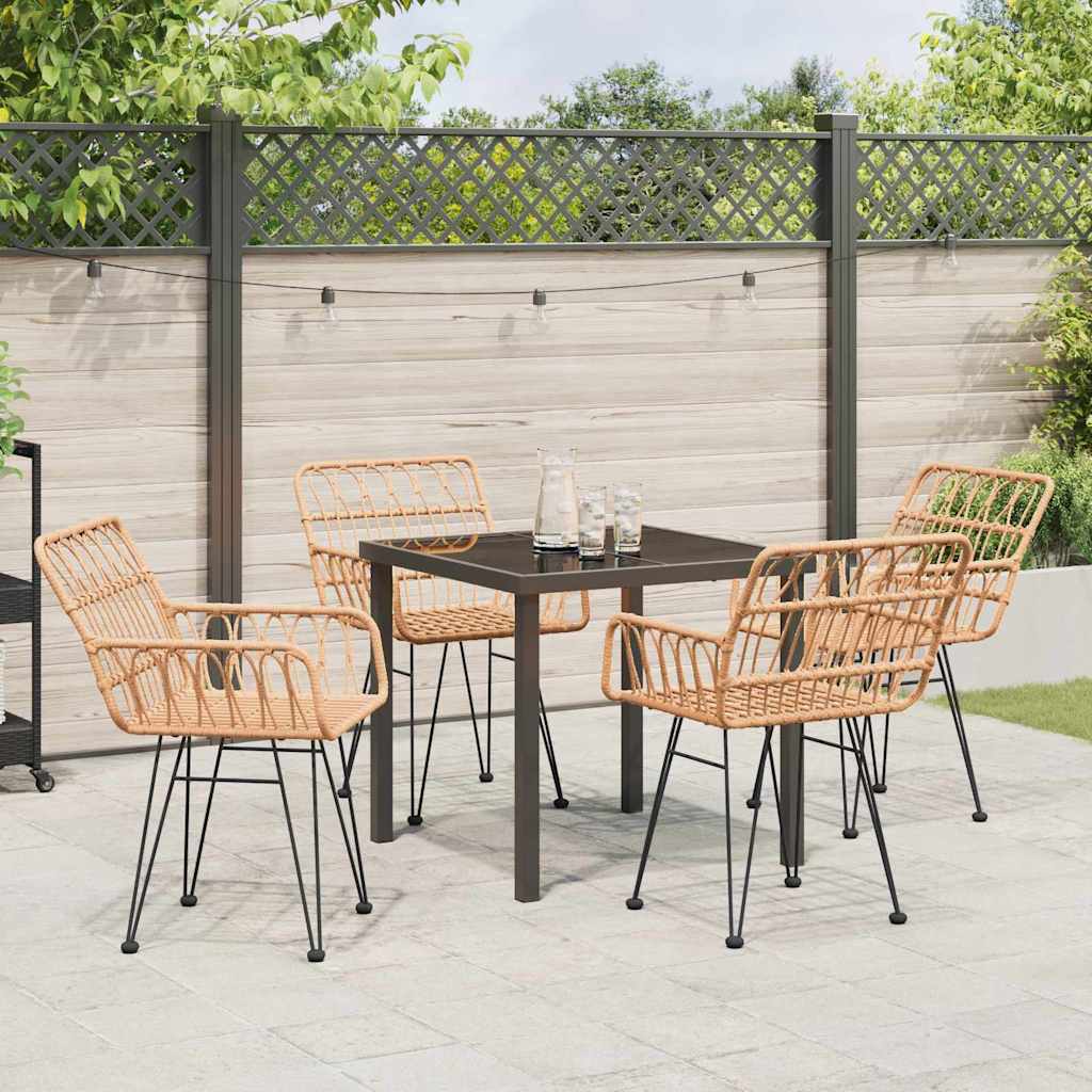 Garden Dining Set 5 pcs Brown Powder-Coated Steel