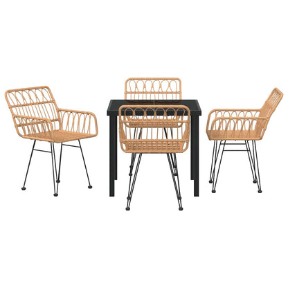 Garden Dining Set 5 pcs Brown Powder-Coated Steel