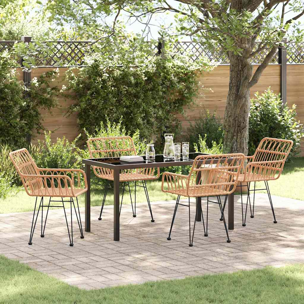 Garden Dining Set 5 pcs Brown Powder-Coated Steel