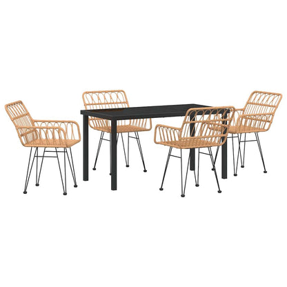 Garden Dining Set 5 pcs Brown Powder-Coated Steel