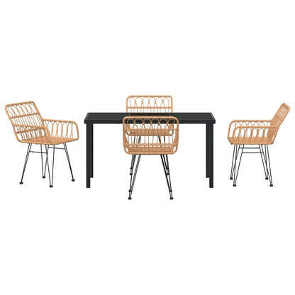 Garden Dining Set 5 pcs Brown Powder-Coated Steel