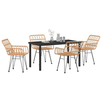 Garden Dining Set 5 pcs Brown Powder-Coated Steel