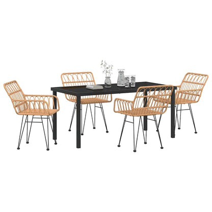 Garden Dining Set 5 pcs Brown Powder-Coated Steel