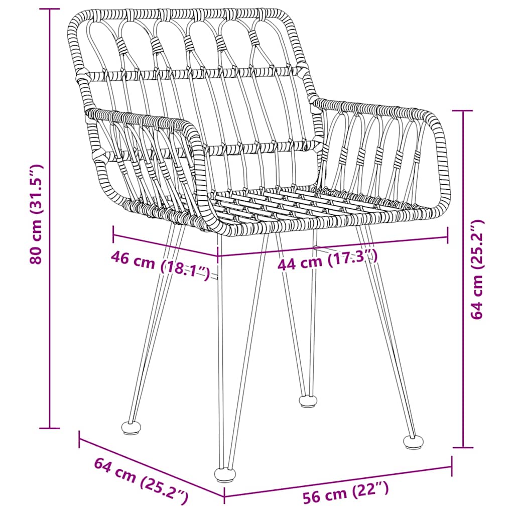Garden Dining Set 5 pcs Brown Powder-Coated Steel