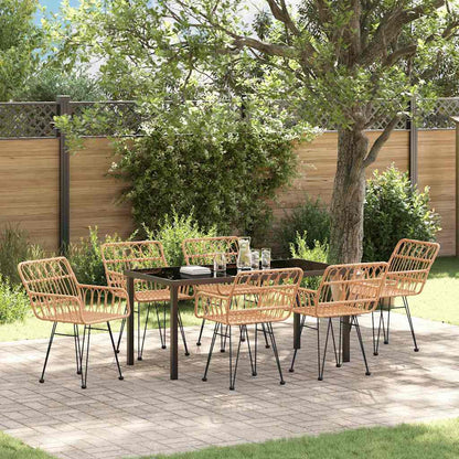 Garden Dining Set 7 pcs Brown Powder-Coated Steel