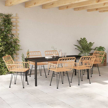 Garden Dining Set 7 pcs Brown Powder-Coated Steel