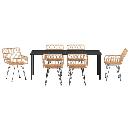Garden Dining Set 7 pcs Brown Powder-Coated Steel