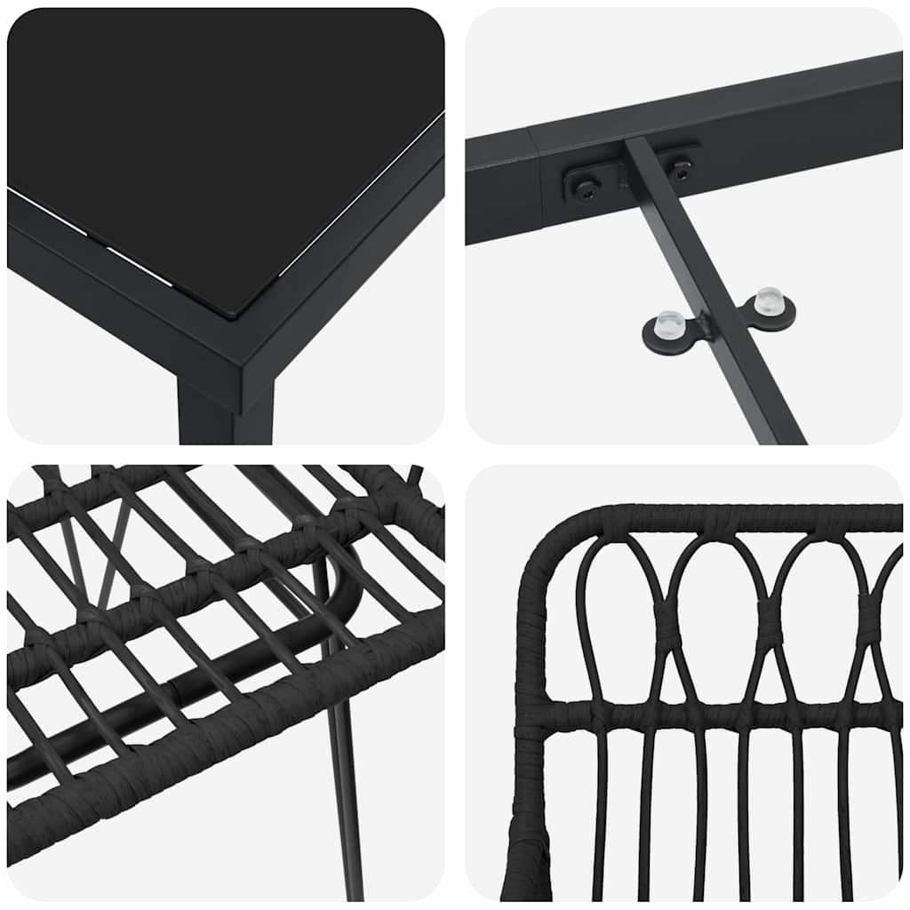Garden Dining Set 3 pcs Black Powder-Coated Steel