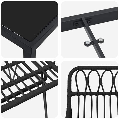 Garden Dining Set 3 pcs Black Powder-Coated Steel
