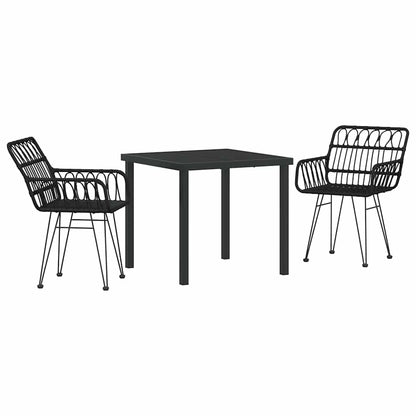Garden Dining Set 3 pcs Black Powder-Coated Steel