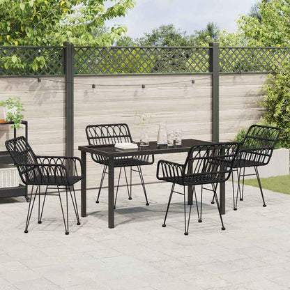 Garden Dining Set 5 pcs Black Powder-Coated Steel