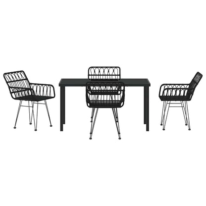 Garden Dining Set 5 pcs Black Powder-Coated Steel
