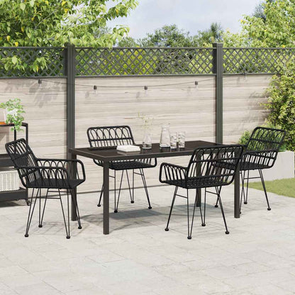 Garden Dining Set 5 pcs Black Powder-Coated Steel