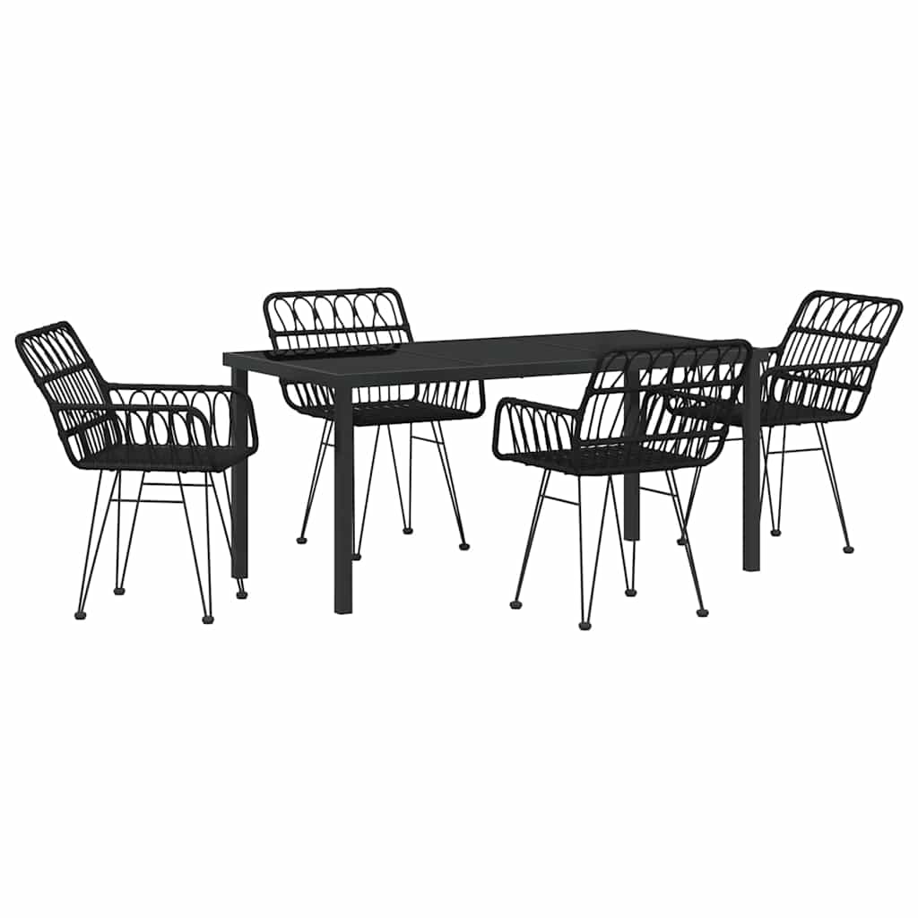 Garden Dining Set 5 pcs Black Powder-Coated Steel