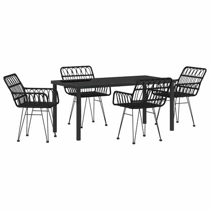 Garden Dining Set 5 pcs Black Powder-Coated Steel