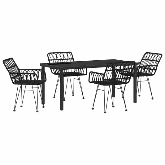 Garden Dining Set 5 pcs Black Powder-Coated Steel