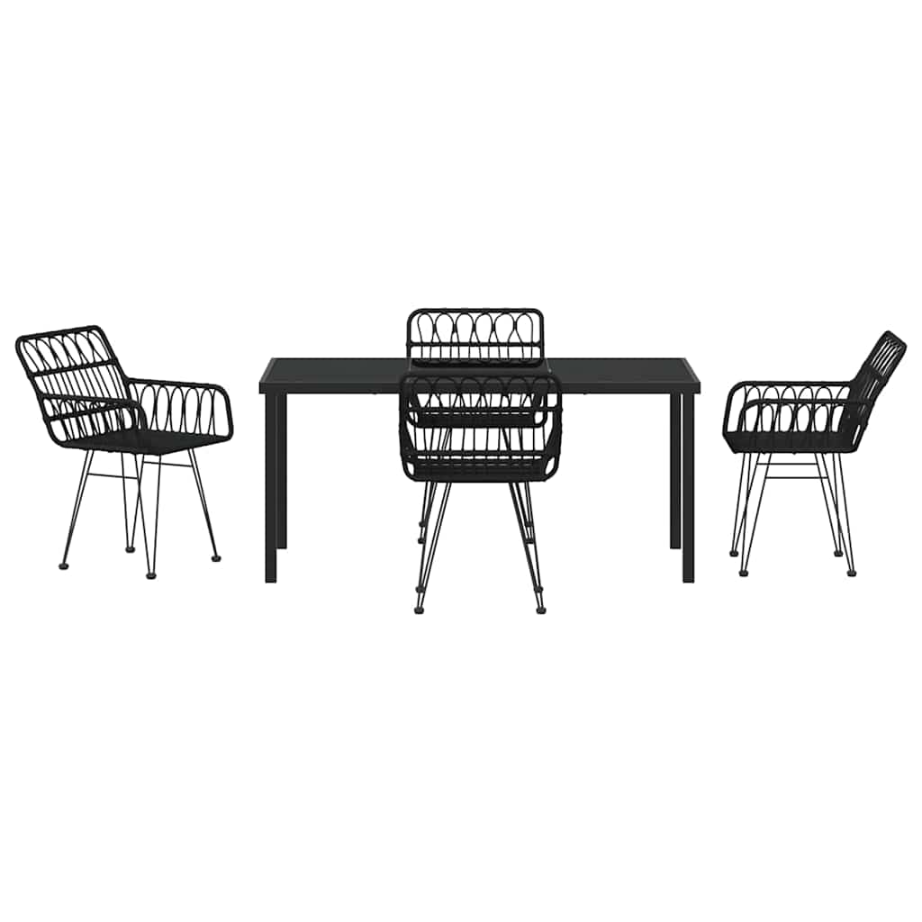 Garden Dining Set 5 pcs Black Powder-Coated Steel