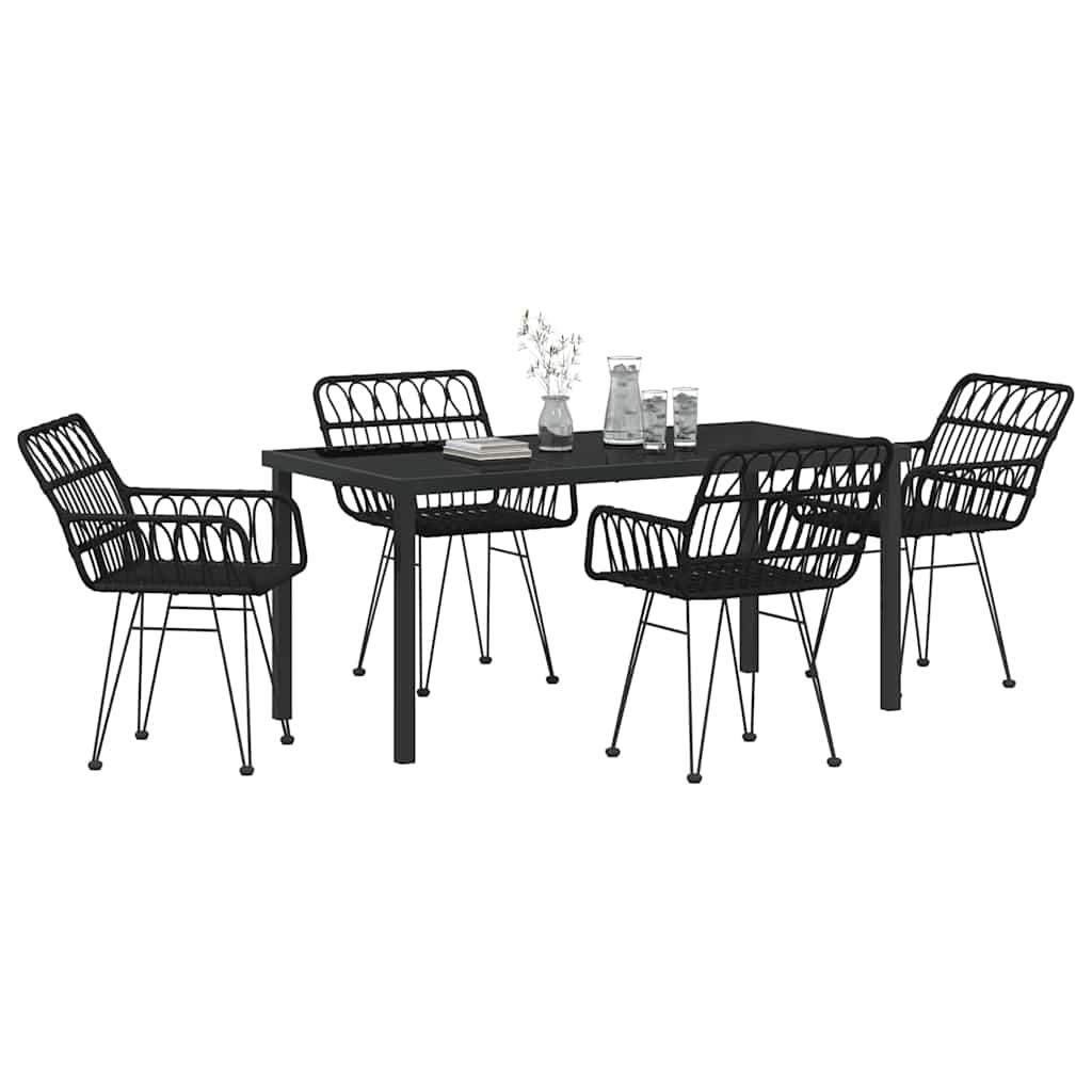 Garden Dining Set 5 pcs Black Powder-Coated Steel