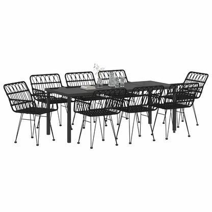 Garden Dining Set 9 pcs Black Powder-Coated Steel