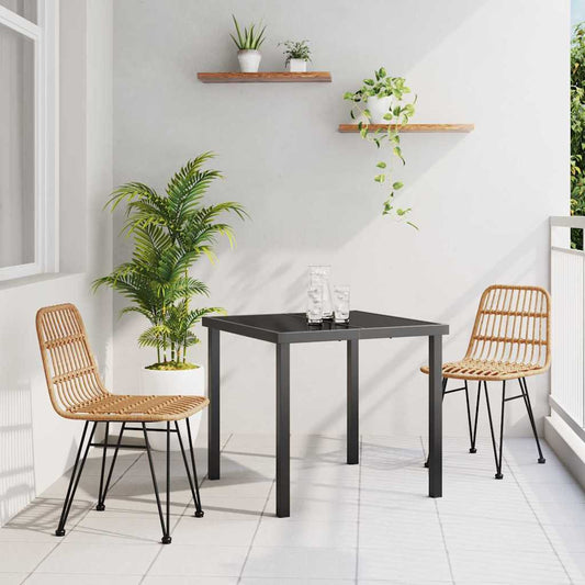 Garden Dining Set 3 pcs Brown Powder-Coated Steel