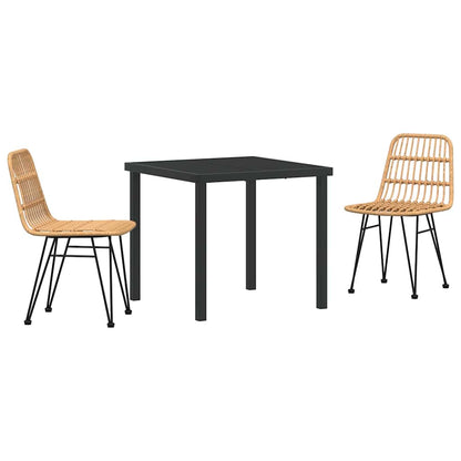 Garden Dining Set 3 pcs Brown Powder-Coated Steel