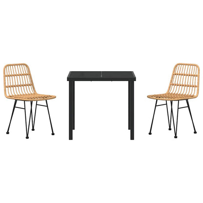 Garden Dining Set 3 pcs Brown Powder-Coated Steel