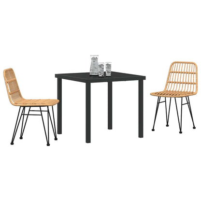 Garden Dining Set 3 pcs Brown Powder-Coated Steel