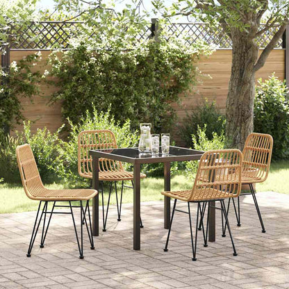 Garden Dining Set 5 pcs Brown Powder-Coated Steel