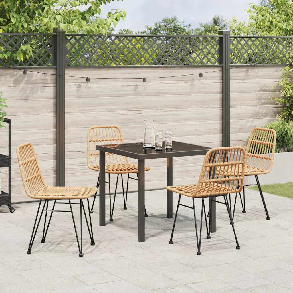 Garden Dining Set 5 pcs Brown Powder-Coated Steel