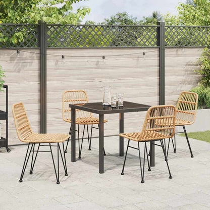 Garden Dining Set 5 pcs Brown Powder-Coated Steel