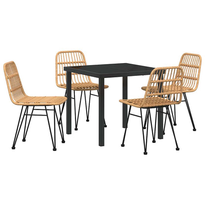 Garden Dining Set 5 pcs Brown Powder-Coated Steel