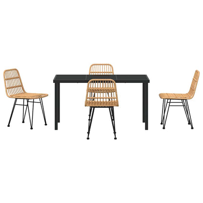 Garden Dining Set 5 pcs Brown Powder-Coated Steel