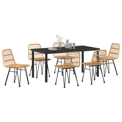 Garden Dining Set 7 pcs Brown Powder-Coated Steel
