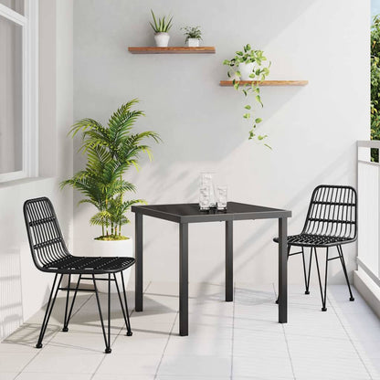 Garden Dining Set 3 pcs Black Powder-Coated Steel