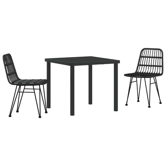 Garden Dining Set 3 pcs Black Powder-Coated Steel