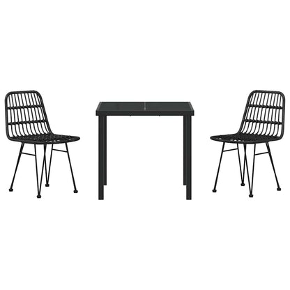 Garden Dining Set 3 pcs Black Powder-Coated Steel