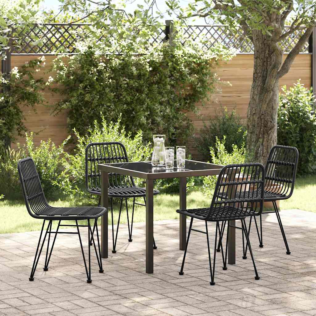 Garden Dining Set 5 pcs Black Powder-Coated Steel