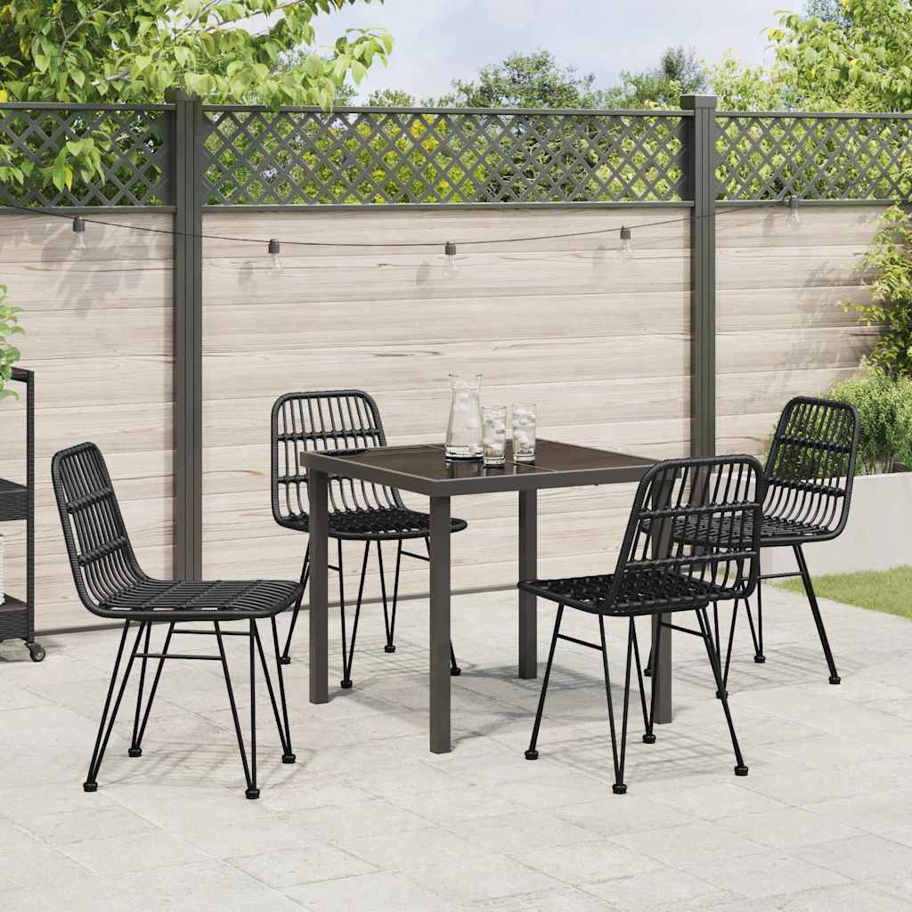 Garden Dining Set 5 pcs Black Powder-Coated Steel