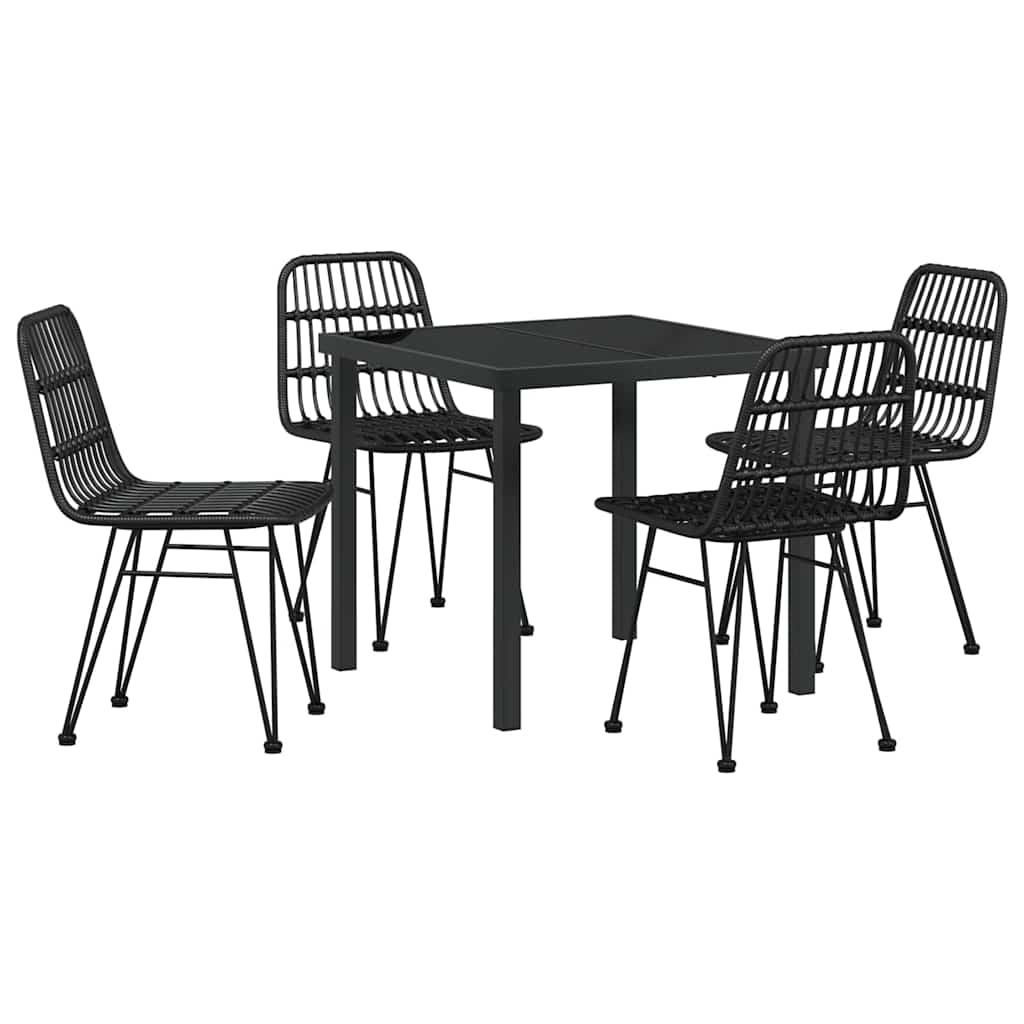 Garden Dining Set 5 pcs Black Powder-Coated Steel